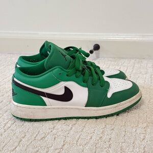 Nike Grade School Low Top Jordan 1 Sneakers - Forest Green/ White